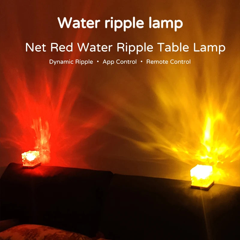 Creative New Styles Rotating Water Ripple Night Light Block Ambient Star Projector Crystal Lamp Unset Lights Room Decorations