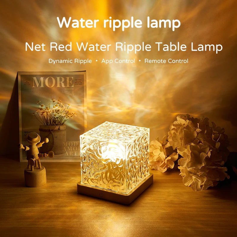 Creative New Styles Rotating Water Ripple Night Light Block Ambient Star Projector Crystal Lamp Unset Lights Room Decorations